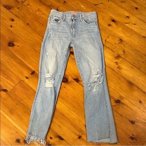 MOTHER Distressed skinny light wash Jeans